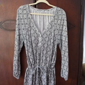 Long Sleeve Grey Paisley Romper - Gap